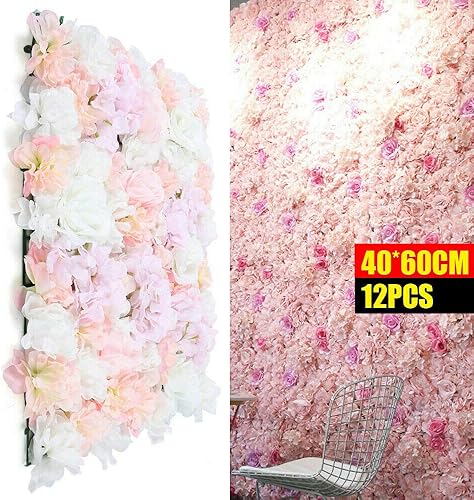 Lot de 12 fleurs artificielles murales de roses artificielles pour jardin, lieu de mariage, décoration murale de roses, décoration à faire soi-même - Nail Gallerys