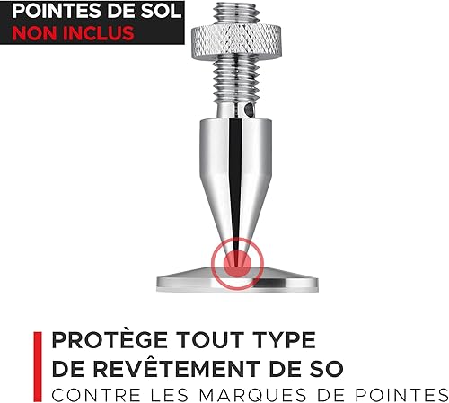 Contre-Pointe Enceinte Hi-FI Set de 8 Protections-Isolation pour Pieds et Support Enceintes, Satinés Argent par Soundbass, Piquet Non Inclus - Nail Gallerys