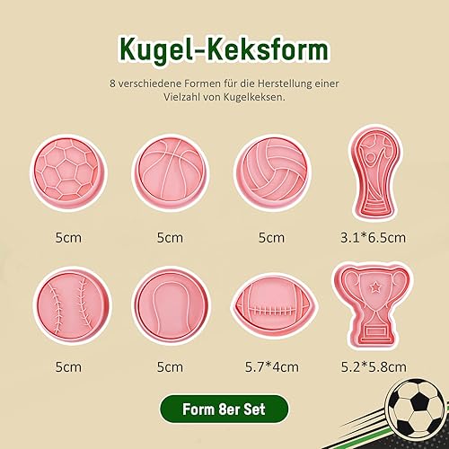 TONAUP Lot de 8 emporte-pièces en plastique - Motif football - Trophée - En plastique - Pour biscuits de basket - Décoration de gâteau - Nail Gallerys