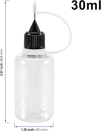 KOHAND 60 Pcs Flacons Applicateurs à Pointe Aiguille, 30 ml avec Pointe de Précision en Plastique avec 10 Entonnoirs, Flacon Compte-gouttes pour Loisirs Créatifs, Peinture Acrylique - Nail Gallerys