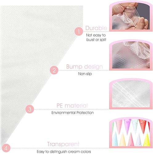 JasCherry Extra Grand épaissi Poches à Douille Jetables 53 * 28 cm - 100 Pièces Tuyauterie Jetables Pâtisserie Sacs pour Décoration de Gâteaux e Pâtisserie Biscuit Cuisson #F - Nail Gallerys