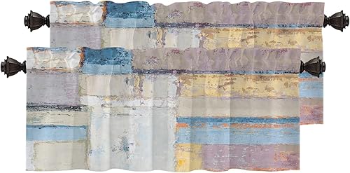 BaoNews Rideau de fenêtre Art Abstrait Artistique Cantonnière de Cuisine Demi-Rideau Van Gogh Fine Art Vase avec Myosotis et décoration occultante Cantonnières Rideaux pour Cuisine Chambre à Coucher - Nail Gallerys