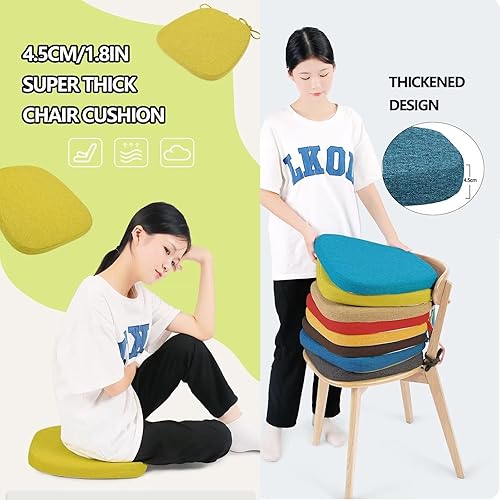 Galette De Chaise 40x40 Lot De 4, Coussins Chaises IntéRieur x4, Galette De Chaise TrapèZe Mousse à MéMoire De Forme, Lavable Lin Respirant Coussin De SièGe De Ferme avec Fermeture éClair Gris Foncé - Nail Gallerys