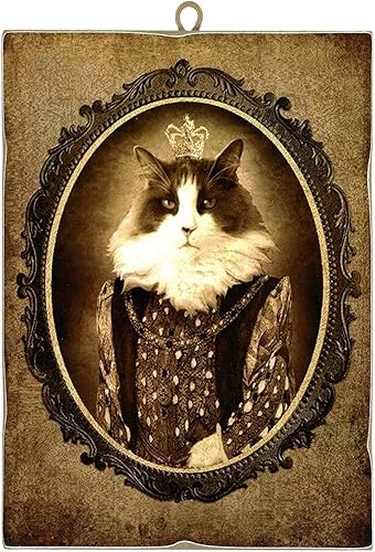 KUSTOM ART Lot de 2 tableaux de style vintage série Animaux Aristocratiques (Gatto et chien) de collection Impression sur bois - Idée cadeau - Nail Gallerys