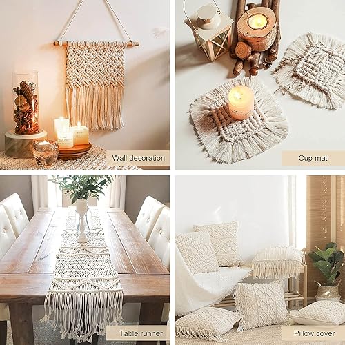 Cordelette Macramé, Diealles Shine 100m Corde en Macramé, Corde en Coton 5mm pour La DIY Décoration, 100% Coton Fil de Macramé Beige pour Tricotage Hanging Plant - Nail Gallerys