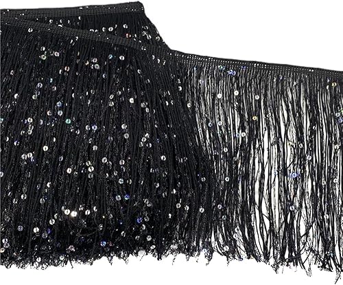 Ruban à franges à paillettes - 5 m x 20 cm - Ruban décoratif à franges pour danse - Ruban décoratif en soie - Pour couture, vêtements, rideaux - Orange - Nail Gallerys