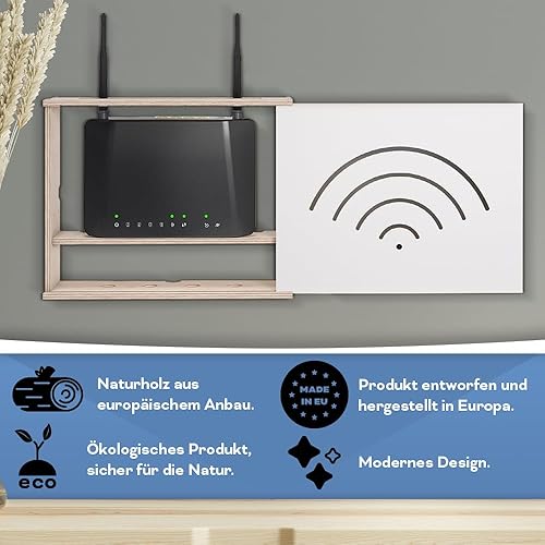 MOE UHANE Armoire de rangement pour routeur - Boîte de rangement pour routeur - Cachette de routeur - Boîte murale - Étagère WiFi - Fabriquée en UE (40 x 9,5 x 32) - Nail Gallerys