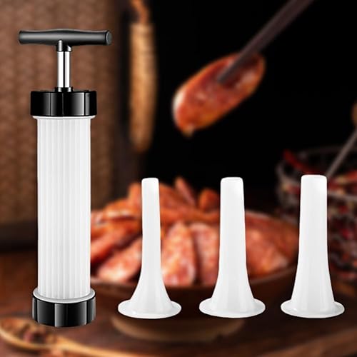 Kexpery Seringue à saucisses manuelle faite maison avec 3 buses de remplissage sans BPA pour faire différentes tailles de saucisses, convient pour les réunions de famille et les barbecs - Nail Gallerys