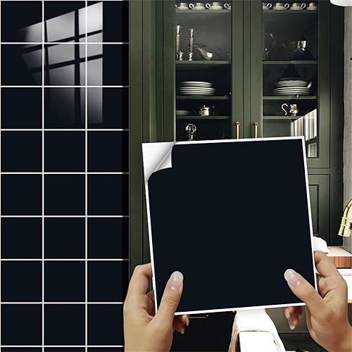 DOTBUY-SHOP Autocollant Adhésif pour Déco Carrelage de Cuisine, Couleur Unie Autocollant Carreaux Salle de Bain 10 PCS Stickers Carrelage Stickers Carreaux pour Décoration (Bleu,10x10cm) - Nail Gallerys