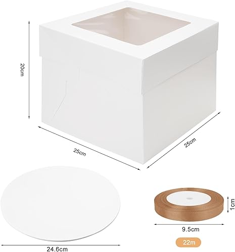 ZMDMAH Lot de 2 boite gateau, 25 x 25 x 20 cm boite a gateau boite transport gateau boite a gateau carton boite a gateau transportable boîtes de transport pour gâteaux boite de transports gateau - Nail Gallerys