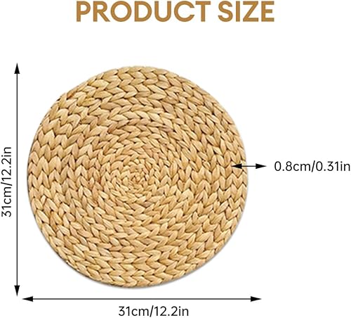 Lot de 10 sets de table ronds tissés naturels, 30 cm, faits à la main, en jacinthe d'eau et en cosses de maïs, dessous de verre respectueux de l'environnement et résistants à la chaleur pour table à - Nail Gallerys