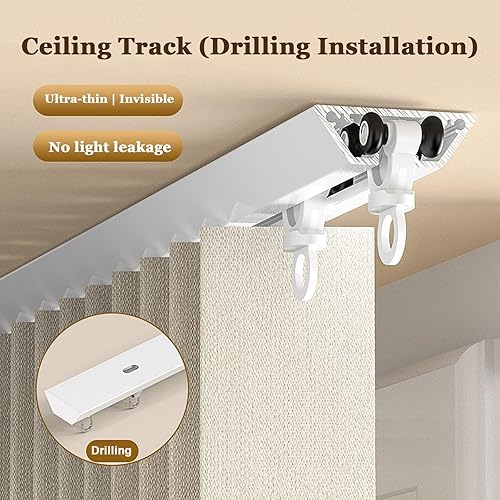 WATAOW Rail Rideaux Plafond Ultra-Mince pour Fenêtres Ouvrant vers L'intérieur, Petits Espaces Tringle À Rideaux Coulissant, Adapté Aux Rideaux De Chambre Balcon(110cm/3.6ft) - Nail Gallerys