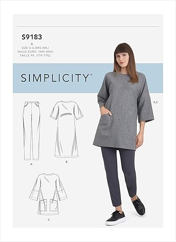 Simplicity 9183.A Patron de Couture, Papier, Blanc, A (XXS-XS-S-M-L-XL-XXL) - Nail Gallerys