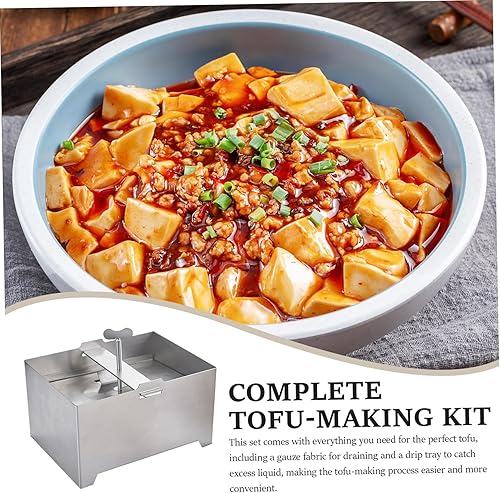 Tofu Press 6x5x3.5 Maker de tofu en acier inoxydable poli avec tissu de gaze et plate - Nail Gallerys