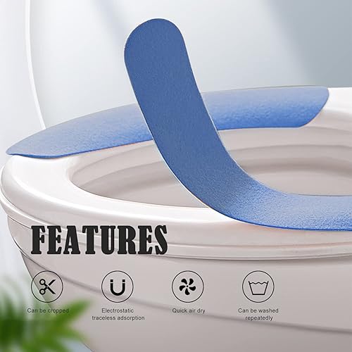 Friendjia 4 Paires D'autocollants De Siège De Toilette Souples Portables Lavables Réutilisables - Navy Bean Cyan Green Orange - Nail Gallerys