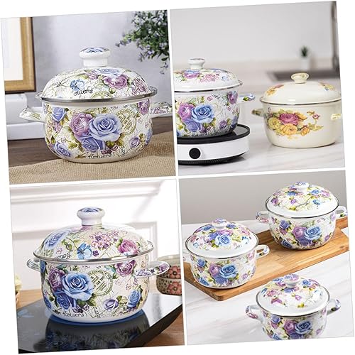 Homoyoyo Casserole En Émail De Style Rétro Avec Couvercle Pour Plaque À Induction Marmite De Cuisine Robuste Et Vintage Facile À Nettoyer - Nail Gallerys