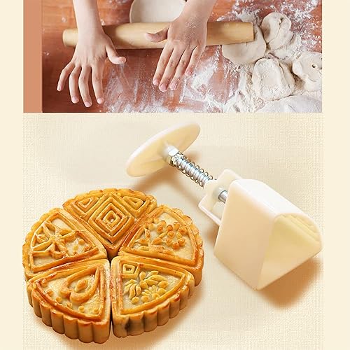 NewWe Lot de 2 moules à gâteau de lune avec 11 tampons à biscuits faits à la main en forme de fleur ronde et triangulaire - Accessoires de pâtisserie pour gâteaux, biscuits, fondants, desserts - Nail Gallerys