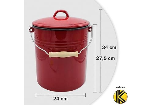 Philips Lighting Poubelle M10R avec Couvercle émaillé, Rouge, 10 litres - Nail Gallerys