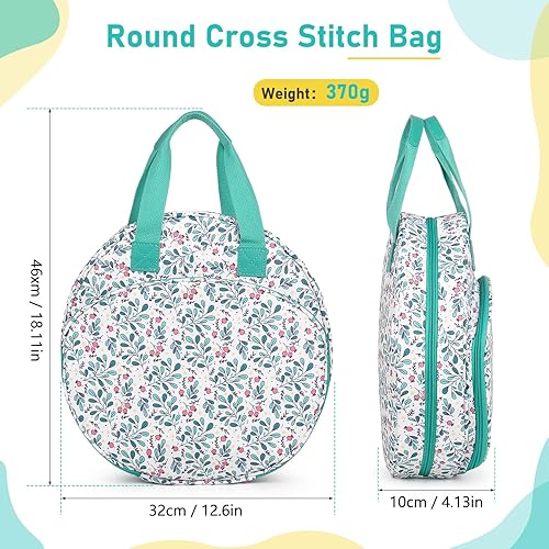 Coopay Sac de point de croix, sac de projet de broderie, sac de rangement rond pour ranger les cerceaux et kits de broderie, sac fourre-tout de rangement au point de croix, sac de broderie portable - Nail Gallerys