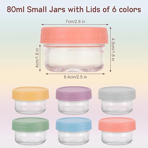 Starvortex 6Pcs Petit Bocal en Verre avec Couvercle, Pot Yaourt en Verre avec Couvercle, Pots et Bocaux de Conservation Alimentaire, Bocaux en Verre Conserve pour Snacks, Lait, Fruits, Condiments - Nail Gallerys