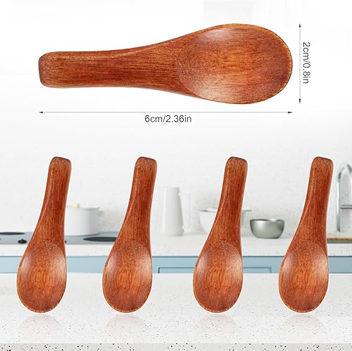 Lot de 4 Petites Cuillères en Bois, 6 cm Pour Épices Mini Cuillères en Bois pour Sauces Sucre Sel Trempettes Épices Miel Moutarde Cuisine - Nail Gallerys
