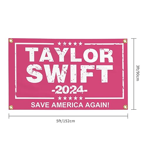Taylor 2024 Drapeau 9,1 x 1,5 m, bannière de chanteur, drapeaux, chambre à coucher, dortoir, université, tapisserie murale décorative amusante pour intérieur et extérieur avec 4 bannières en laiton Y - Nail Gallerys