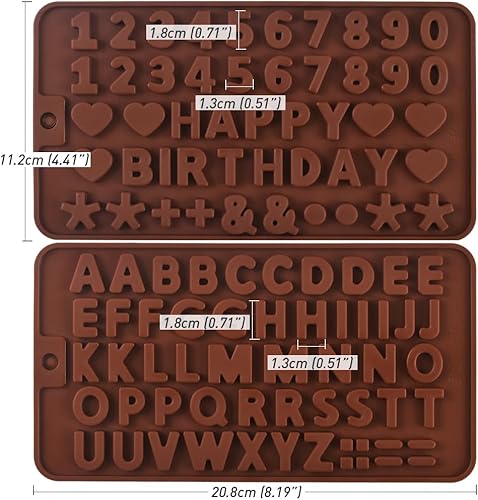 Newk Lot de 4 moules en silicone en forme de lettres et chiffres pour décoration de gâteau d'anniversaire - Nail Gallerys