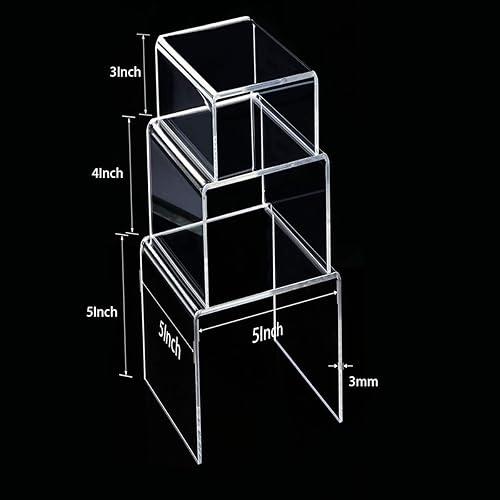 AUFIKR Présentoirs en Acrylique Transparents, présentoir 3 pièces pour Figurines, buffets, Petits gâteaux et présentoirs à Bijoux, avec Film Protecteur Collant - Nail Gallerys