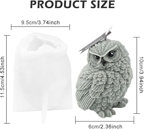 Moule à bougie 3D en silicone en forme de chouette - Moule en silicone - Moule à bougie - Moule à bougie en silicone - Pour fondant, décoration de gâteau, bougie, bricolage - Nail Gallerys