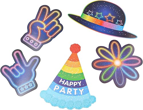 POFET Lot de 25 Accessoires de boîte Photo Lueur de fête des années 90 Accessoires décoratifs de photomaton de fête pour Les fêtes de Mariage, Les Anniversaires, Les remises de diplômes - Nail Gallerys