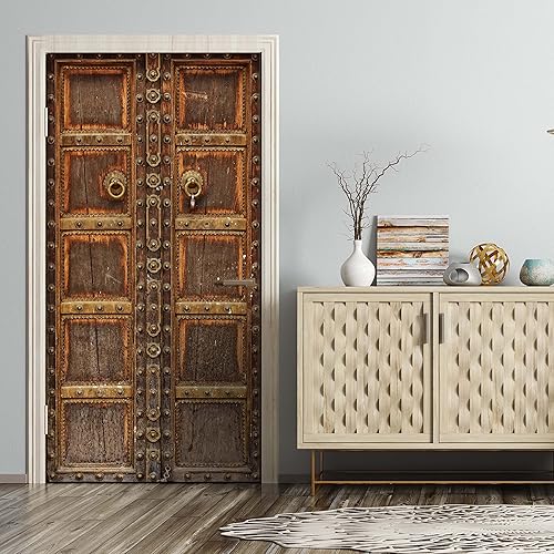 wandmotiv24 Papier Peint de Porte Porte médiévale, Bois, métal 80 x 200 cm (L x H) - autoadhésif Photo, Moderne M1371 - Nail Gallerys