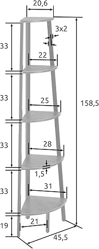 TecTake Étagère d’Angle Portland 34x34x158,5cm Style Industriel Meuble de Rangement diverses Couleurs (Bois Clair Industriel) - Nail Gallerys