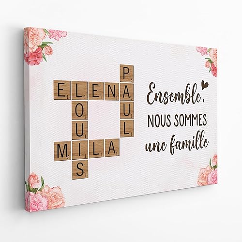 Cadeau Plus Toile Personnalisée - Ensemble Nous Formons Une Famille - Toile de Fond Personnalisable, Toile personnalisée avec prenom, Cadre Scrabble Famille personnalisé (Modèle #1) - Nail Gallerys