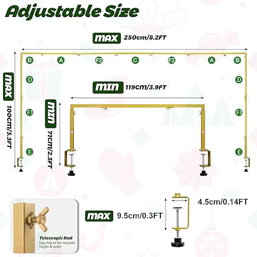YORFULL Tige Décorative pour Table, Arche de Table Réglable avec Double Pince, Hauteur 71 cm-108 cm, Longueur 73 cm-250 CM, Arche Table Decoration pour Anniversaire, Mariage, Fête, Noël - Nail Gallerys
