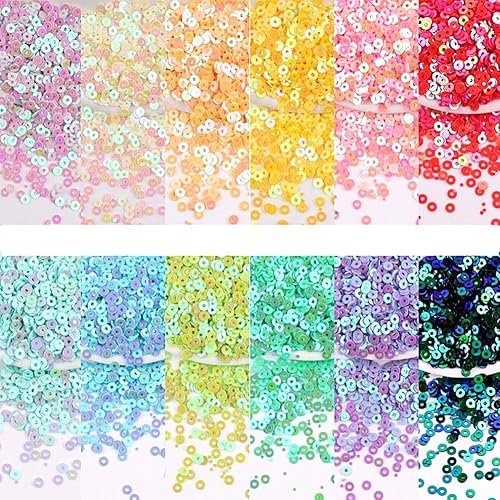 Rockreyoa Lot de 30 paillettes en vrac rondes brodées arc-en-ciel avec trous pour le bricolage ? Bricolage Artisanat Couture Bijoux Bricolage Décorations N° 17 Blanc transparent 3 mm - Nail Gallerys