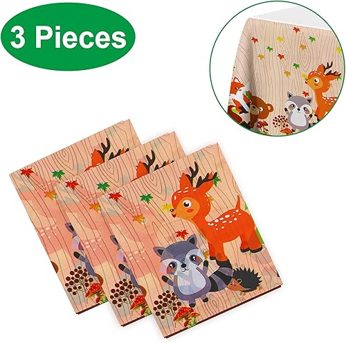 PHOGARY Lot de 3 nappes de fête rectangulaires jetables pour fêtes sur Le thème des créatures des Bois, 108 cm x 180 cm, pour fête prénatale, Anniversaire - Nail Gallerys