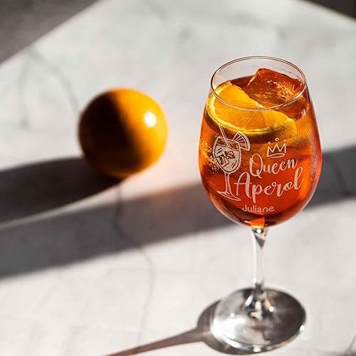 GRAVURZEILE Leonardo Aperol Spritz Verres à vin - Queen Aperol - Verre à vin avec gravure - Cadeau personnalisé pour hommes, femmes, maman, petite amie - Cadeau pour les amateurs d'Aperol - Quotidien - Nail Gallerys