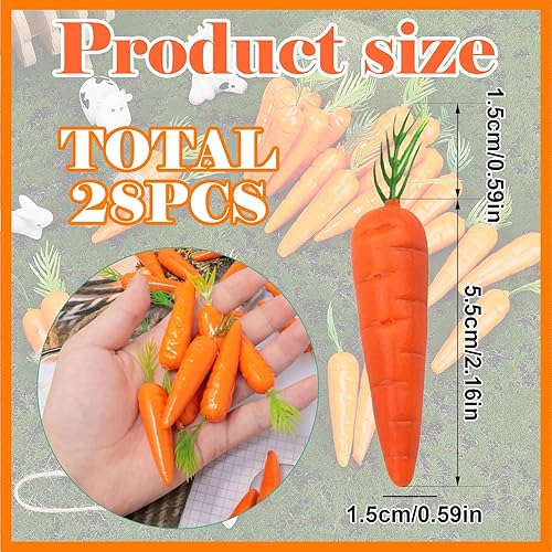 SEPWGUMD Mini Carottes Artificielles, Ensemble d'Accessoires Maison Carottes Croc Carotte – 28 Mini Carottes Artificielles en Mousse de Qualité pour Décoration et Props Photo - Nail Gallerys