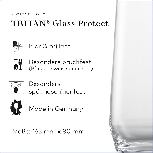 Zwiesel Glas Pure 122320 Lot de 4 verres à long drink en verre soufflé à la bouche Hauteur 16,5 cm Diamètre 80 mm Volume 542 ml - Nail Gallerys