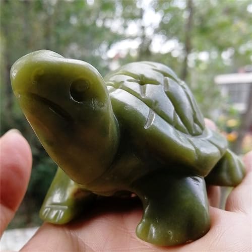 FEECOZ Ornements de Tortue sculptés à la Main en Cristal de Jade de Pierres précieuses Naturelles Cadeaux de Tortue de Jade Verte décoration de la Maison Lustre Naturel - Nail Gallerys