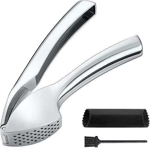 RANJIMA Ail Coupeur, Presse Ail Inox Professionnel Ecrase Ail Acier Inoxydable Presse Ail Avec Poignée Facile à Presse, Broyeur D'ail Extraire plus de Pâte D'ail, Accessoires de Cuisine pour La Maison - Nail Gallerys