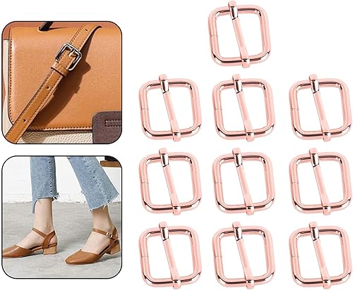 Sharplace 10 pièces de réglage de Rectangle en métal Glisse, Boucles à ardillon à Rouleau ajusteur de Sangle pour Sacs de Ceinture Accessoires de, Or Rose, 25x19mm - Nail Gallerys