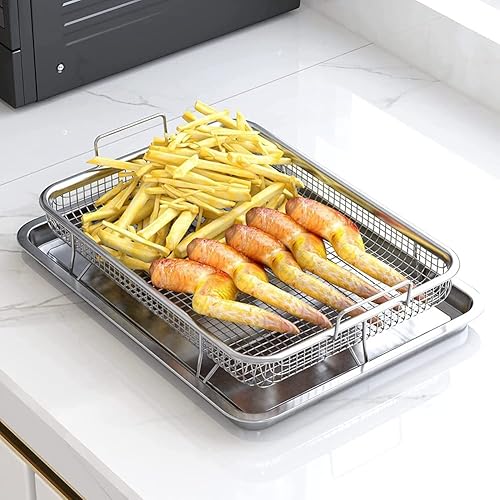 OWLEEN Lot de 2 paniers pour four en acier inoxydable avec plateau et poêle à frire dans votre four - Nail Gallerys