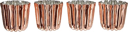 Grilo 811008 Lot 4 Moule à Cannelé Cuivre, Intériur Étamé, Moyenne Modèle (4,5 cm), Autre, Rouge - Nail Gallerys