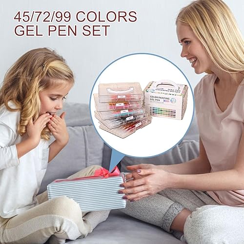 Générique 45/72/99 Couleurs Gel Pen Set, 1 Set Stylo En Gel Avec Boîte De Rangement, Marqueurs D'artisanat À Encre De Grande Capacité, Facile À Utiliser, Portable Pour La Carte De Journal Du Journ - Nail Gallerys