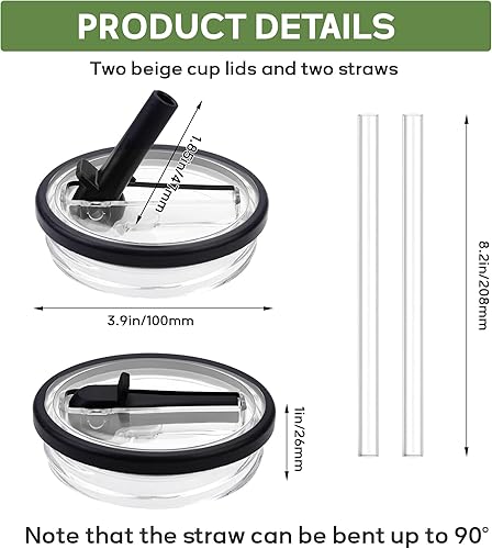 Ambolio 2 Pièces Stanley Cup Couvercle Étanche, Stanley Cup Accessoires, Remplacement de Couvercle pour Gobelet Stanley 40 oz, Réutilisables, Anti-Fuite et Anti-poussière, avec Paille(Blanc cassé) - Nail Gallerys