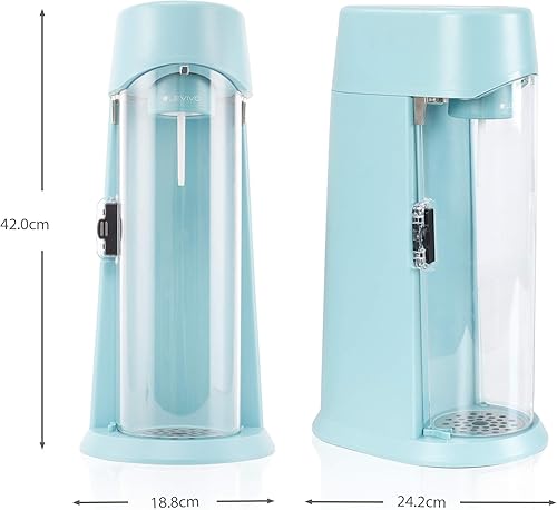 Levivo Machine à Soda WATER Fournie avec Bouteille en Verre et Cylindre de CO2, Adapté pour les Cylindres de CO2 0,6 L et 1,2 L Met Fin au Transport des Caisses, Turquoise - Nail Gallerys