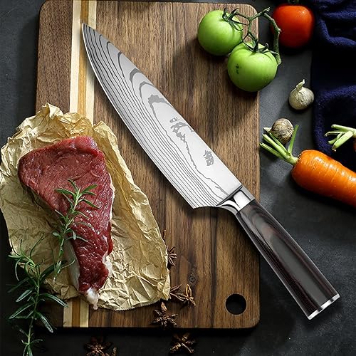 Gustrug Couteau Cuisine 3 pièces Set Couteaux de Cuisine Acier inoxydable haute teneur en carbone, Couteau Japonais avec Poignée Ergonomique, Cadeau pour les Passionnés de Cuisine - Emballage Cadeau - Nail Gallerys