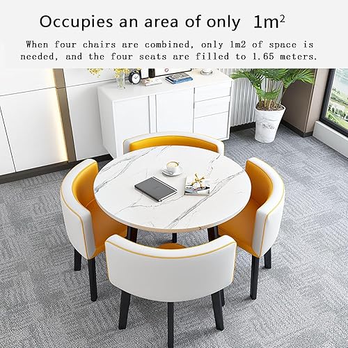JSLJDM Table Ronde Salle Manger,Table Chaise Encastrable,Ensemble Table À Manger Une Table Quatre Chaises,Table de Club de Salle de réception de Bureau, Prend Peu de Place et est Facile à Assembler - Nail Gallerys