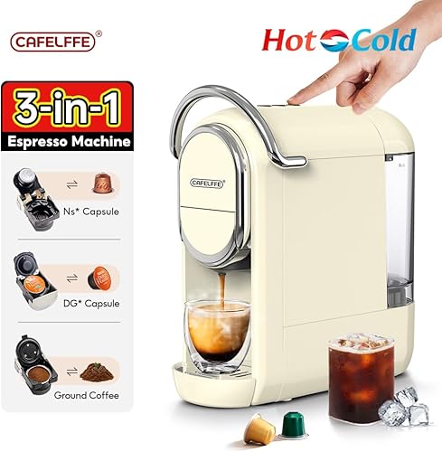 CAFELFFE Cafetière à capsules MK-609, machine à expresso 19 bars compatible avec Nes Original/DG/moulu, infusion rapide chaude/froide, compacte pour la maison et le bureau - Nail Gallerys